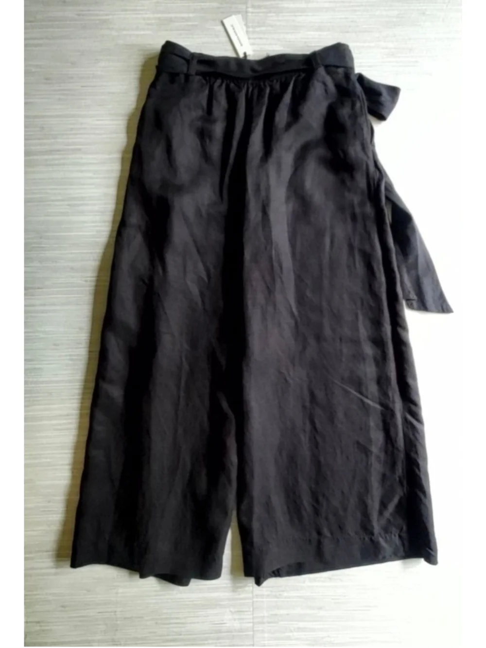 Banana Republic Viscose Linen Palazzo Pants Black Size M Fold Over Waist NWT
